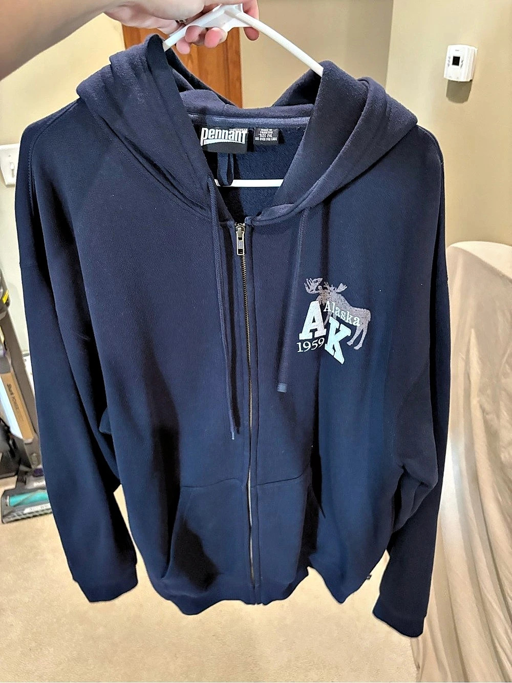 Pennant Zip-Up Hoodie in Blue Size XL Like New